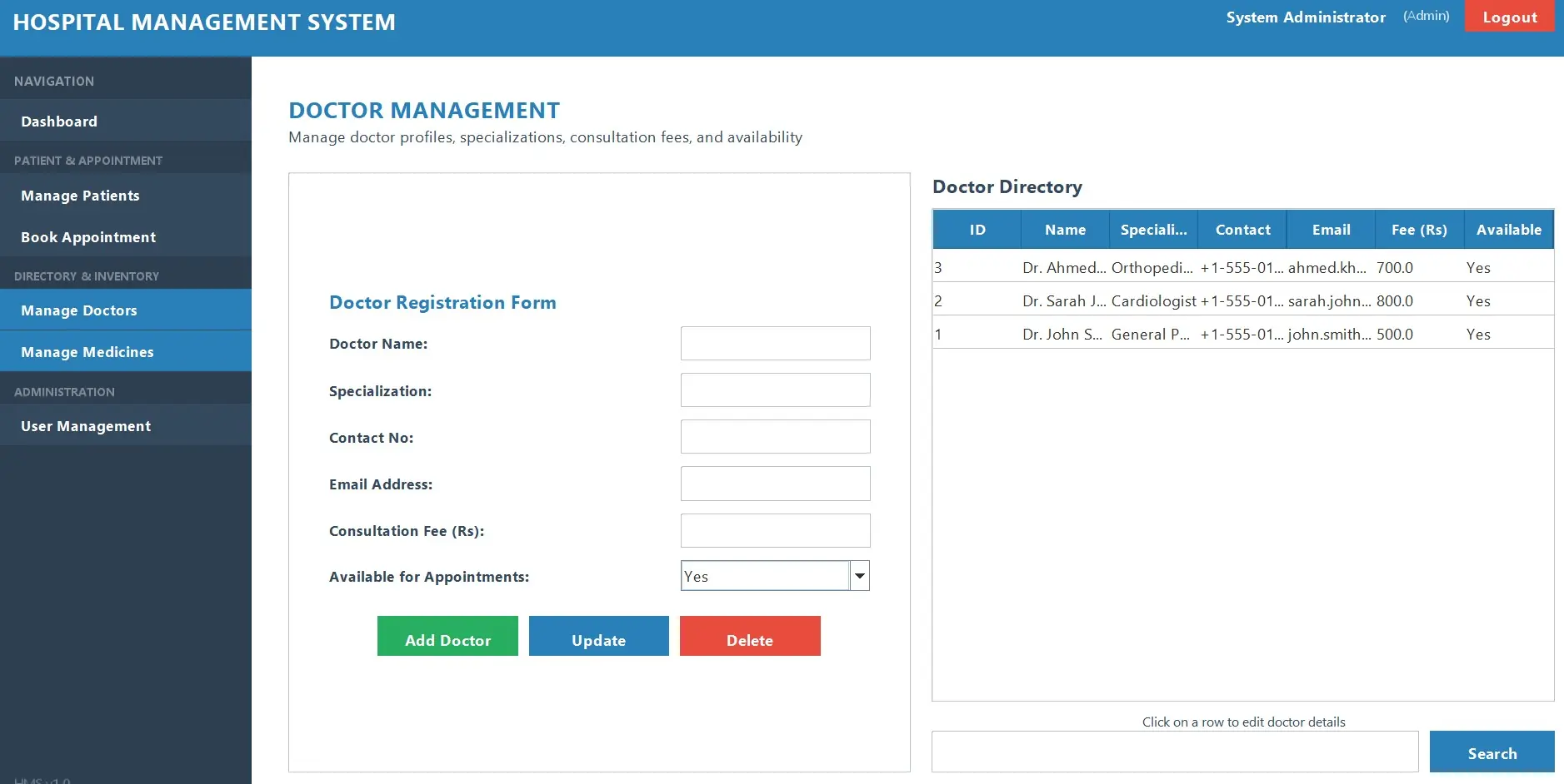 Hospital Management System in Java with GUI and MySQL Complete Source Code